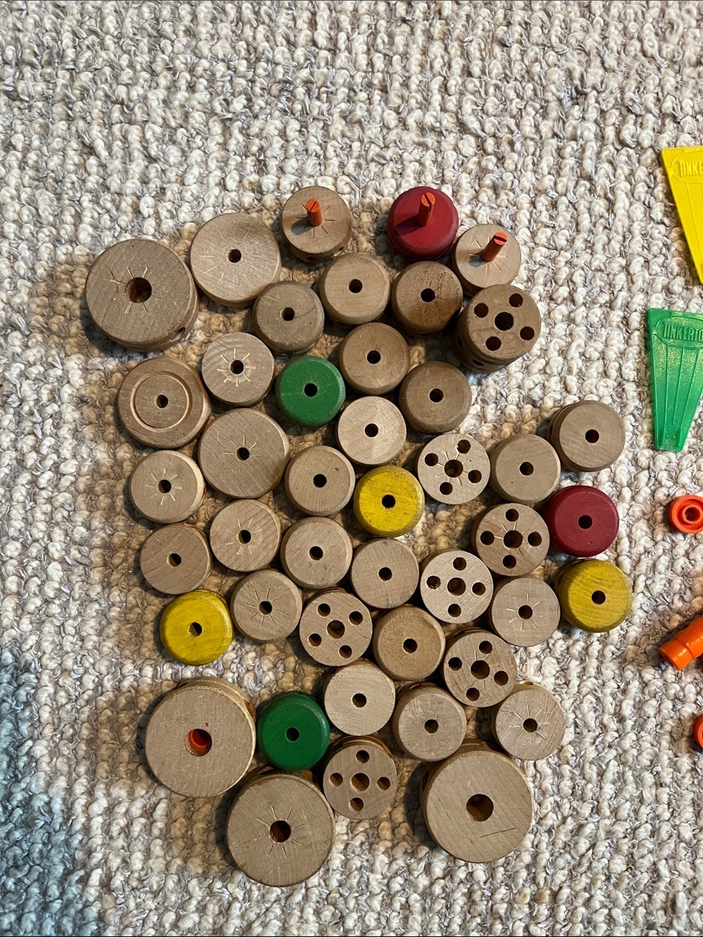 Gallon size bag of Vintage Tinker Toys - Picture 4 of 6